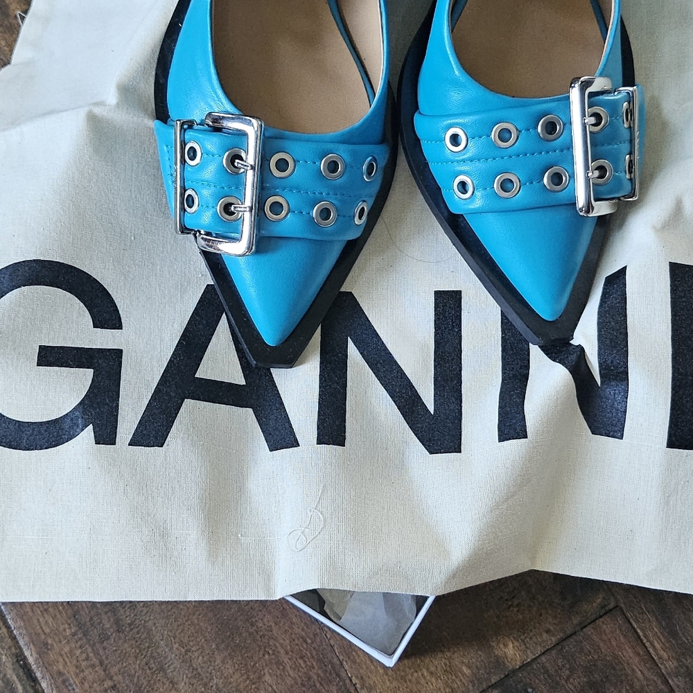 GANNI Buckle Ballerina Algiers Blue